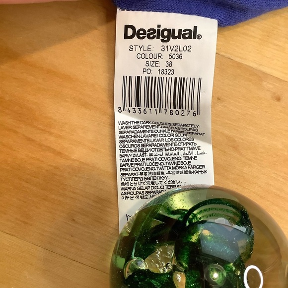 DESIGUAL Blue Multicolour Sheer Sleeve Dress Size 38 - Picture 9 of 16